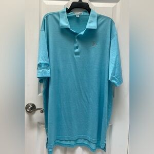 Peter Millar Scotty Cameron Peace Sign Surfer Aqua Polo Shirt Size XXL